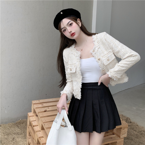 Real price real shooting ~ 2021 autumn and winter new tweed short with cotton thickened single breasted slim cotton clothes