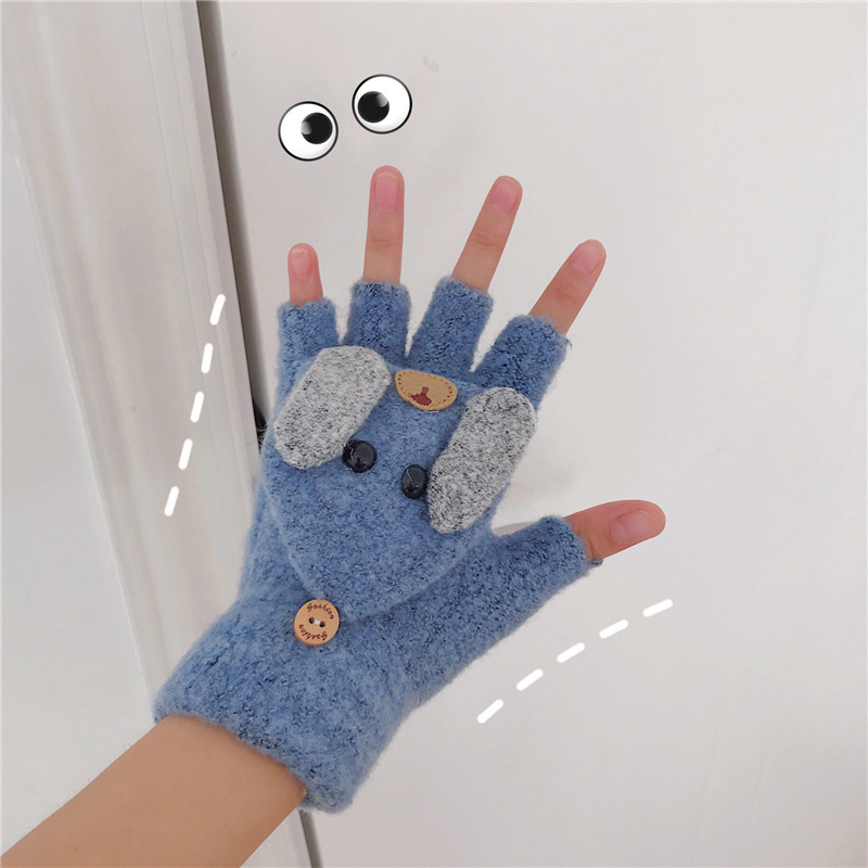 *Real shooting without price reduction ~ new winter cold proof and warm thickened flip gloves, writing touch screen Half Finger Gloves