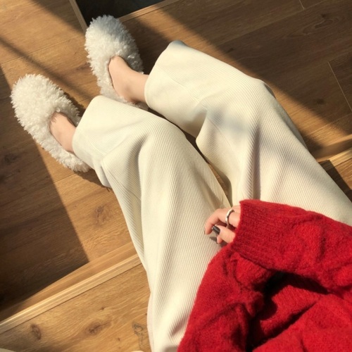Official figure real price large women's clothing autumn and winter Plush thickened corduroy loose thin grandma pants
