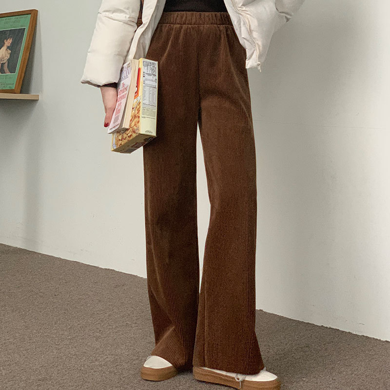 Real shot corduroy wide leg pants for women