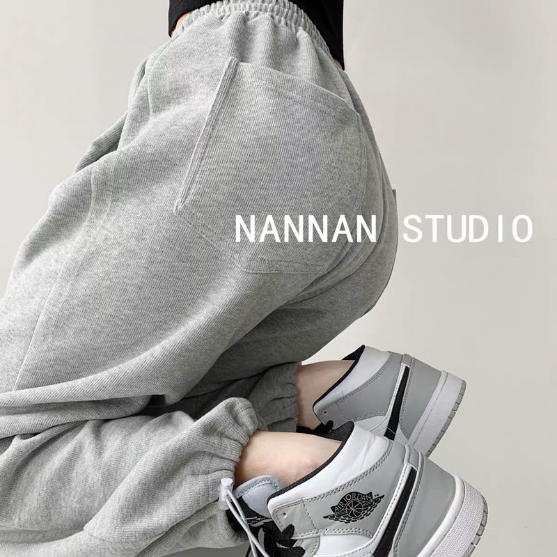 Non real shooting American spice girl brown sweatpants women's spring and autumn versatile winter legged casual pants