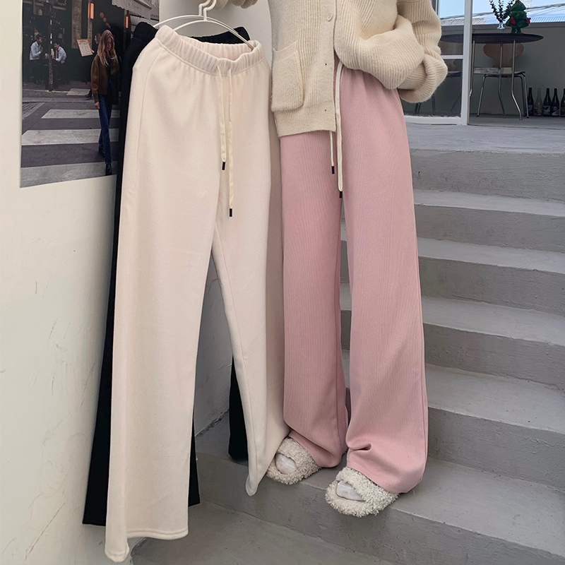 Real price ~ thick and versatile classic pit strip drawstring elastic waist casual pants
