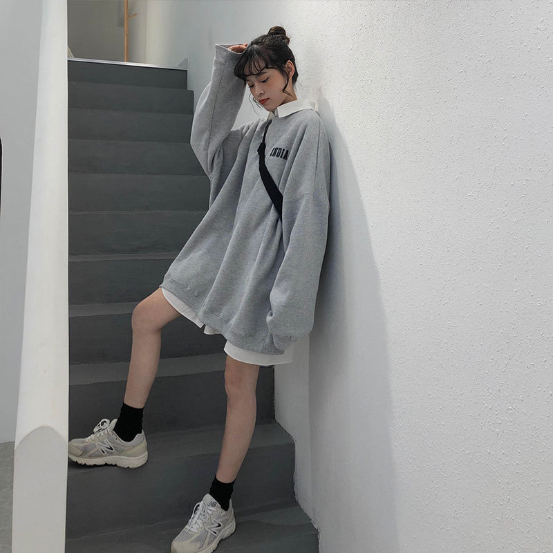BF Wind Printing on the Back of Loose Korean Edition of Women's Guard Clothes in Actual Photography 2009 New Autumn and Winter Ins Tide