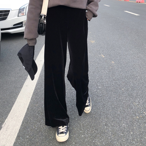 The autumn and winter new 100-pair velvet broad-legged pants, women's Retro High Waist sagging sweatpants and casual pants have been inspected