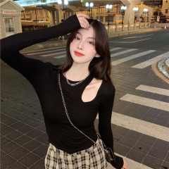 Real shooting 90% fiber 10% spandex de Velvet Matte design sense of minority bottomed shirt women