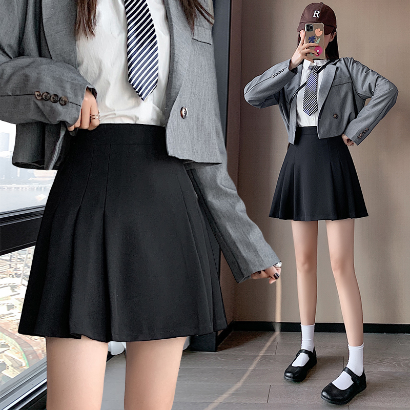 Real shot 200kg fat mm black skirt women's A-shaped short skirt high waist thin hanging feeling medium and long Hip Wrap Skirt