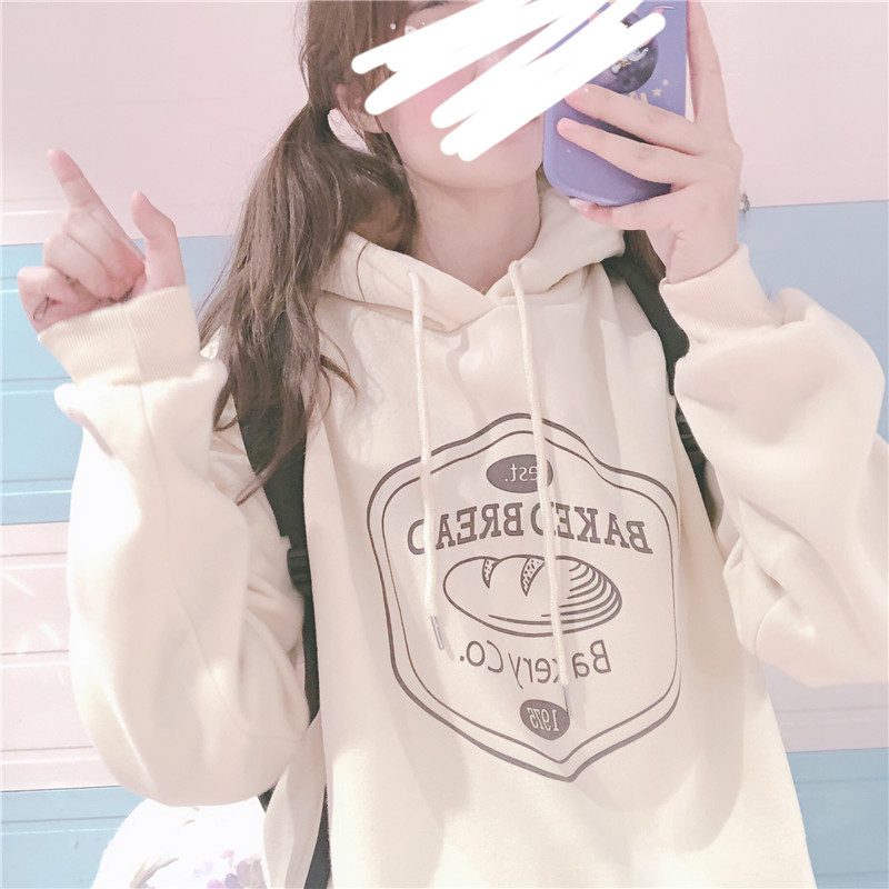 Thin / thickened JK sweater women's Plush thickened loose student fried Street Japanese hooded jacket winter