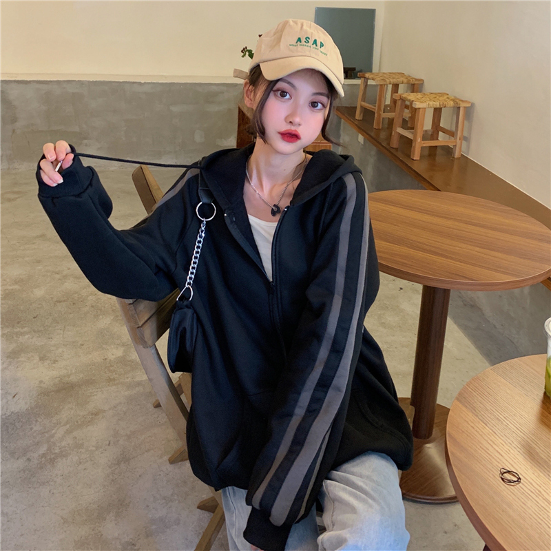 Real photo thin zipper cardigan jacket