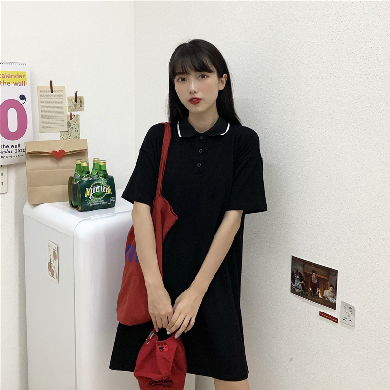 Real price shirt skirt casual loose short sleeve medium length T-shirt skirt