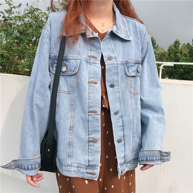 Real price Denim Jacket Women autumn new Korean version of loose BF student Denim Long Sleeve women's wear