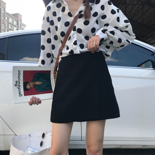 Actual Shot 2018 New Korean Half-length Skirt with Slim Short A-shaped Skirt