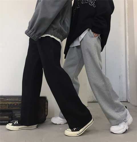 Cotton pants children's Korean version ins retro loose solid color straight tube wide leg pants sports casual pants pants