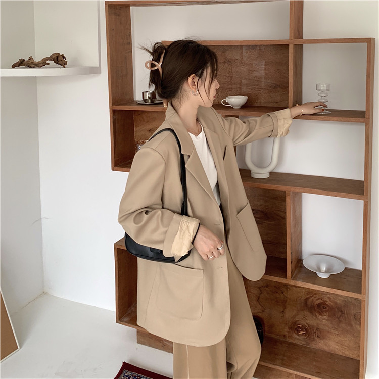 Real shot real price silhouette loose suit coat versatile and slim casual suit