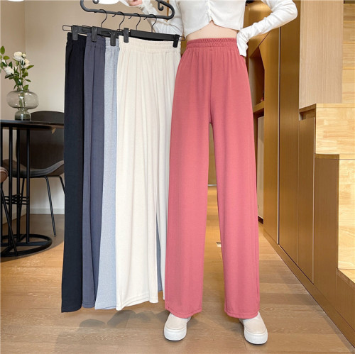 Real photo of 2021 spring high waist loose floor pants for women