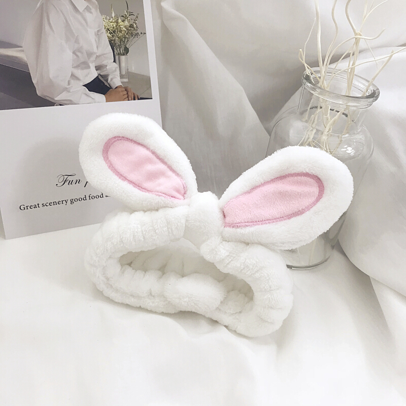 Ban Jen Ni hair band hairpin hair ornament super soft rabbit ears hair with lovely headwear headscarf wash face makeup mask white hair