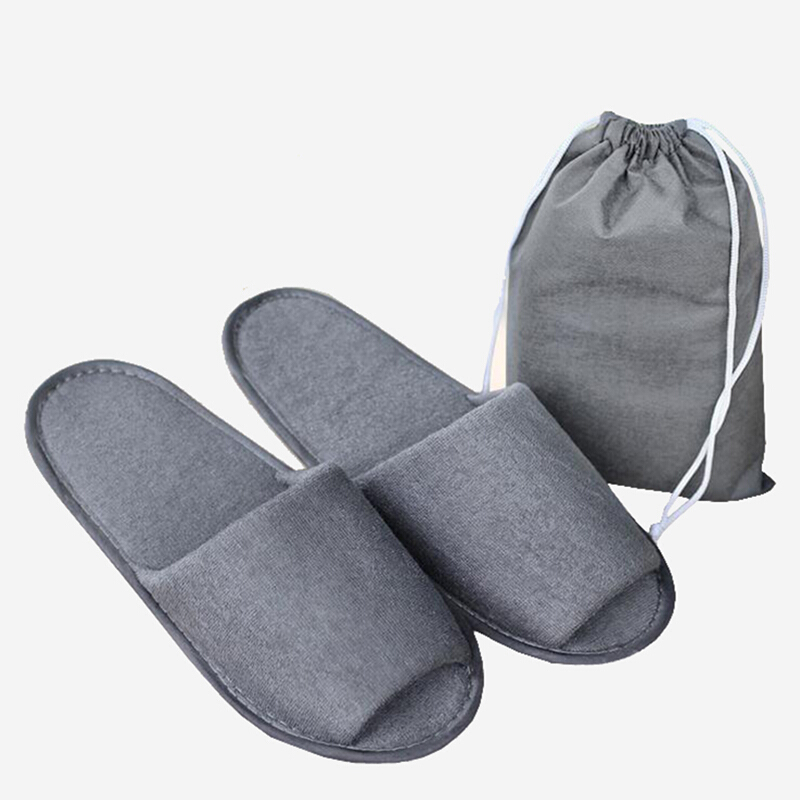 Xinqin travel portable folding slippers non disposable slippers Hotel Travel slippers spring and summer men's and women's Non Slip home indoor floor cotton slippers are gray