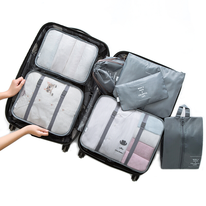 CHUANNUO travel storage bag set luggage sub packing sorting bag travel business clothes underwear sorting bag gray 3101