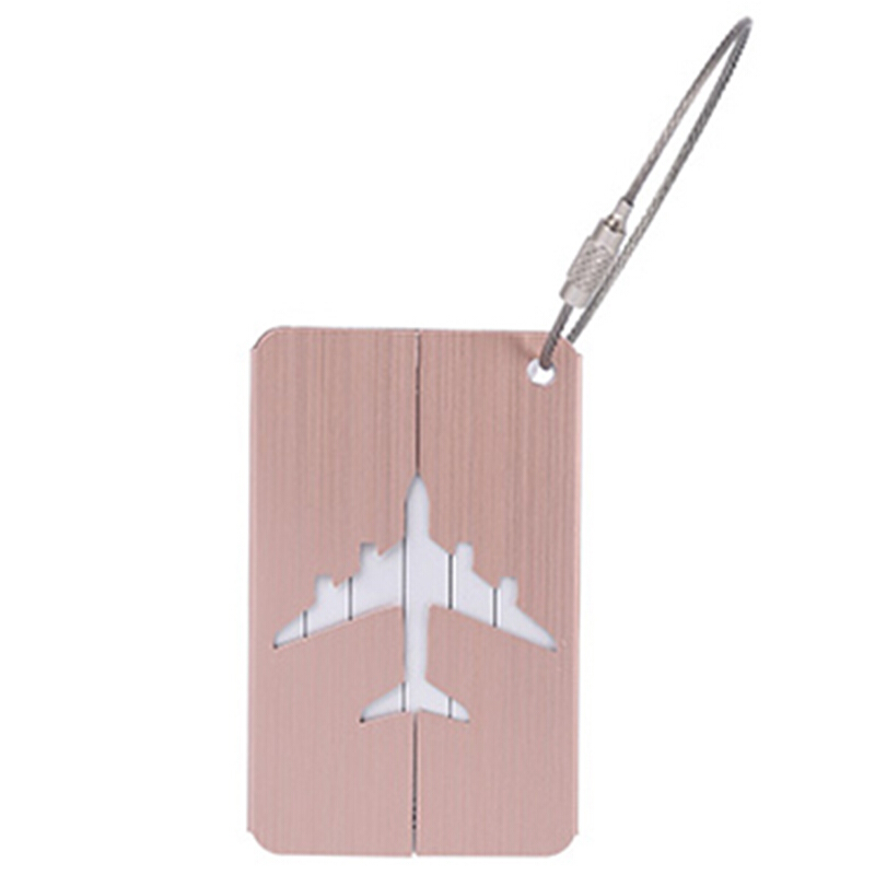 Bangini suitcase aluminum alloy luggage tag metal boarding pass suitcase check-in card trolley case identification card with handwritten cardboard aircraft drawing rose gold