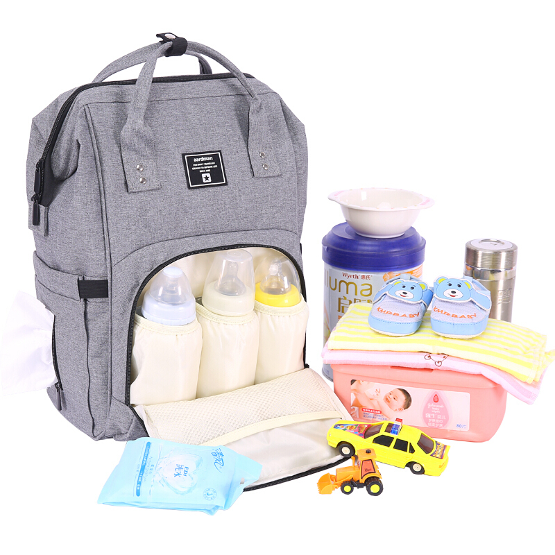 Aardman Mommy bag multifunctional large capacity Mommy Bag Backpack fashion Mommy bag hy-1706 gray