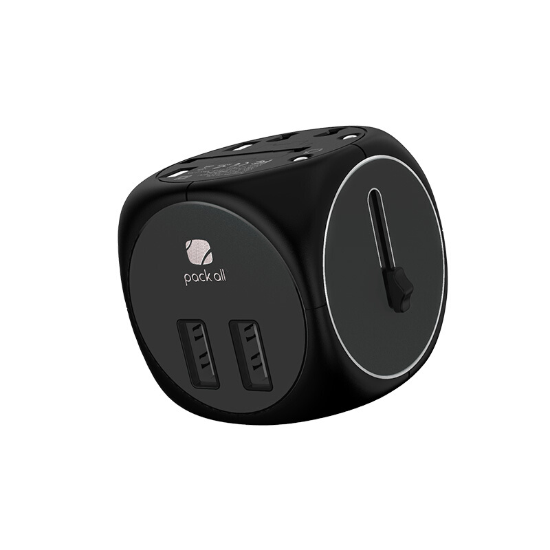 U.S. pack all travel conversion plug global universal travel USB plug converter Europe, America, Australia, Britain, Germany, Japan, South Korea, Southeast Asia Bali converter plug black