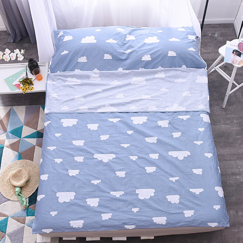 Bangeni outdoor portable pure cotton sleeping bag dirt proof Liner Hotel hotel travel all cotton sanitary bed sheet quilt cover sky gray single widened 1200 * 2280 mm