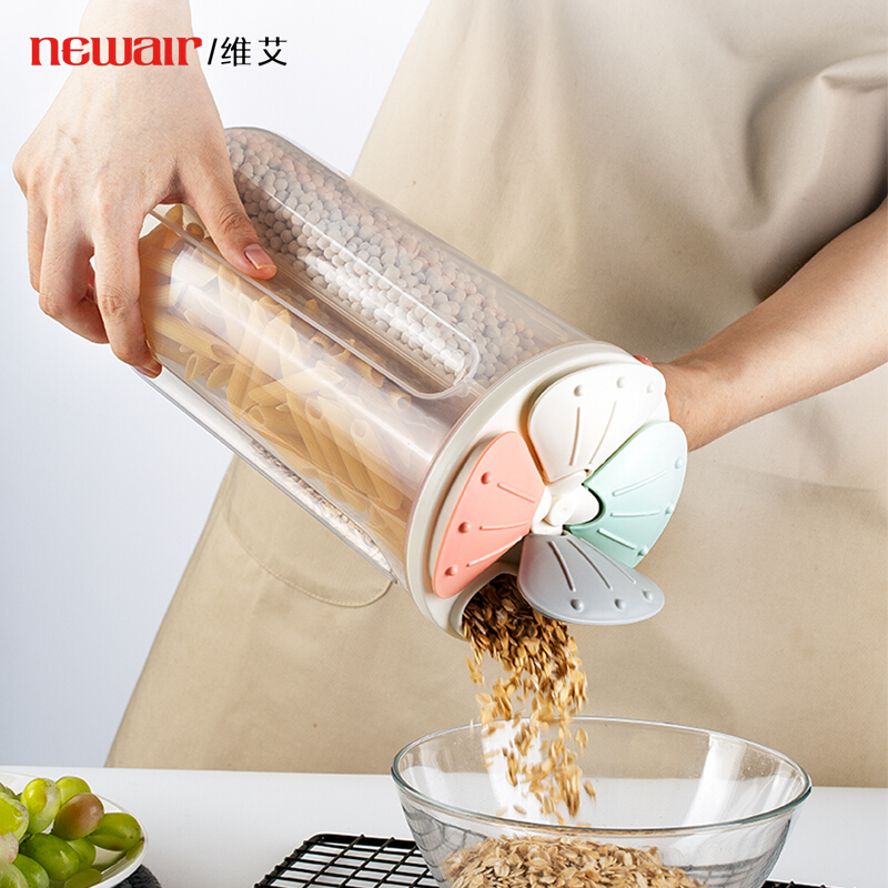 NewAir grain storage box transparent compartment storage tank household food grade plastic sealed tank pink green gray white 2500m