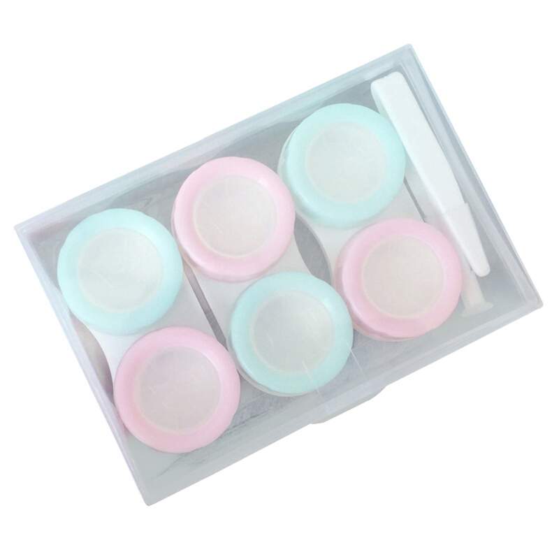 Companion line contact lens box creative solid color companion box Meitong care box tape tweezers duplex box 3 pair set BL2010