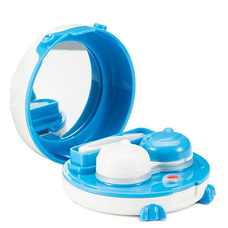 Companion line contact lens box creative solid color companion box automatic cleaner Meitong care box tape tweezers duplex box blue bl2011
