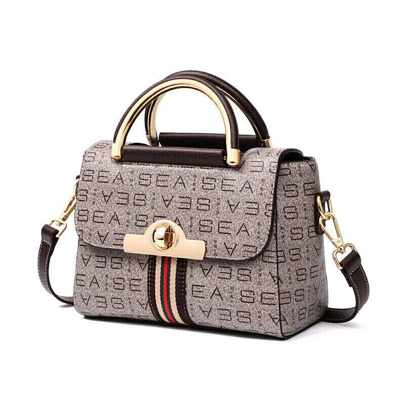 Love sea fashion bag women's bag retro printed single shoulder bag women's casual versatile messenger bag Korean handbag women (coffee)