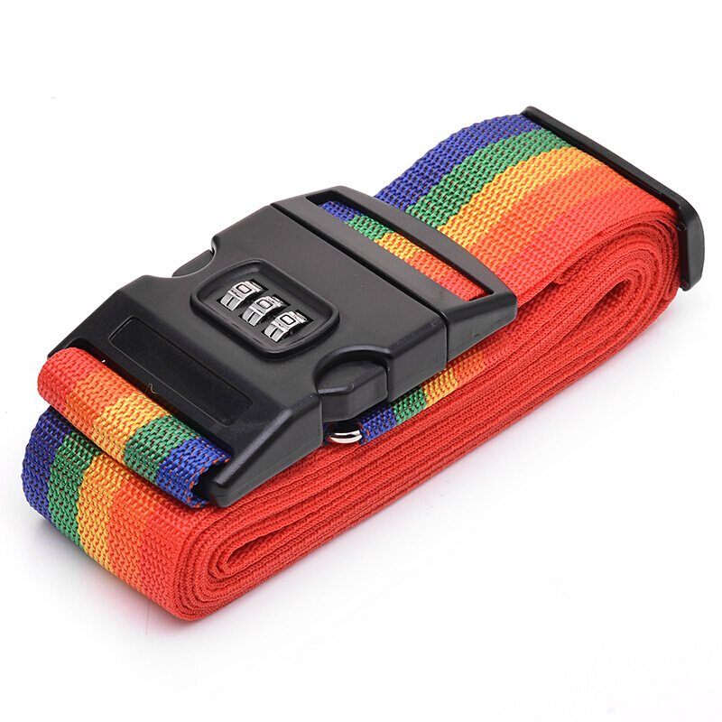 Bangini cross packing belt overseas consignment trolley case binding belt luggage case consignment packing belt password lock travel safety binding box belt with luggage tag rainbow color