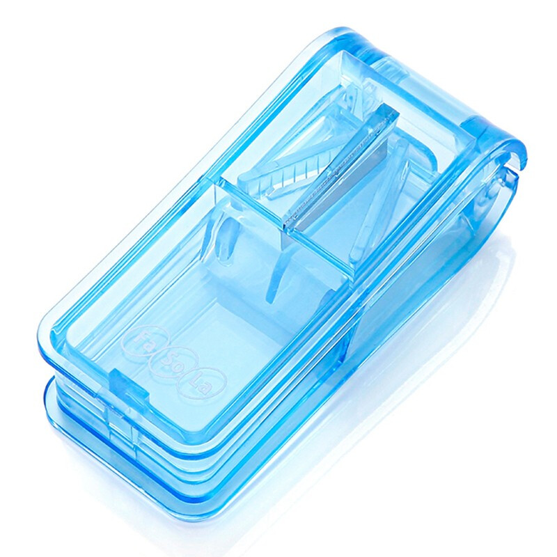 Bangeni medicine cutter can fix tablet divider transparent medicine cutting box portable mini plastic medicine dispensing box blue