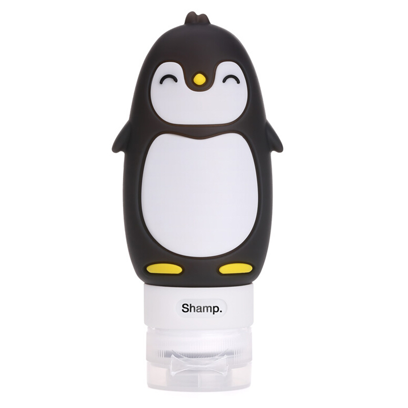 Xinqin travel silicone split bottle cartoon shampoo cosmetics shampoo shower gel portable consignment free empty bottle black penguin 90m