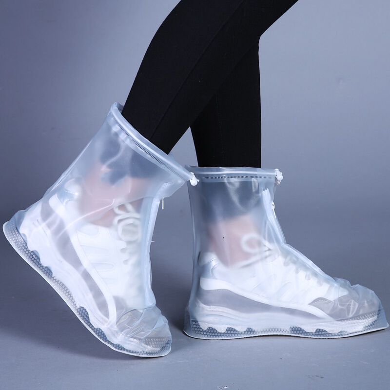 Xinqin non disposable rain gear raincoat rain shoe cover rain boot cover men's and women's thickened bottom rainproof shoes waterproof shoe cover rainproof boot cover rainproof riding shoe cover frosted white XXL (43-44)