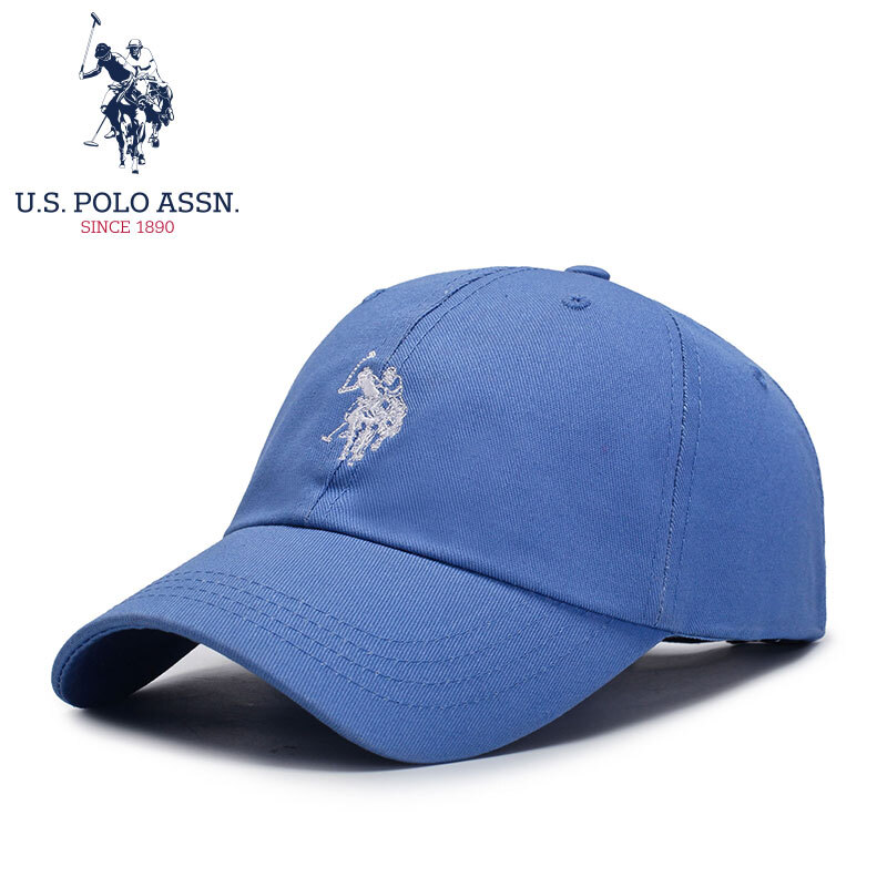 U. S.polo Assn. Hat men's and women's universal baseball hat Sun Visor Hat trend duck tongue Hat Women's outdoor sports solid color brand embroidery smzoo-60002 light blue