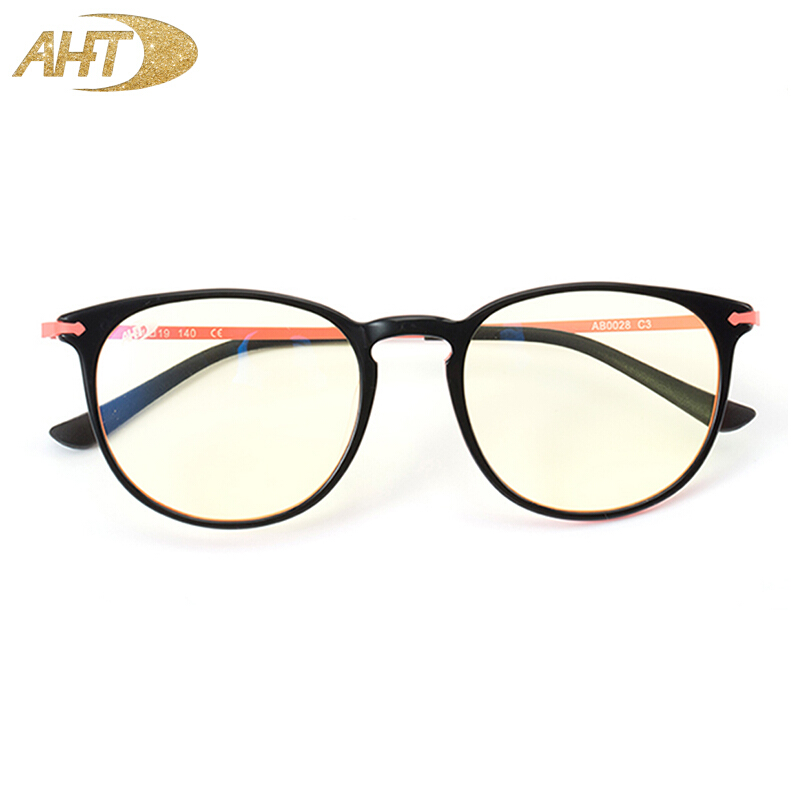 AHT anti radiation glasses women's round frame thin face retro anti blue light glasses computer goggles flat light anti fatigue glasses