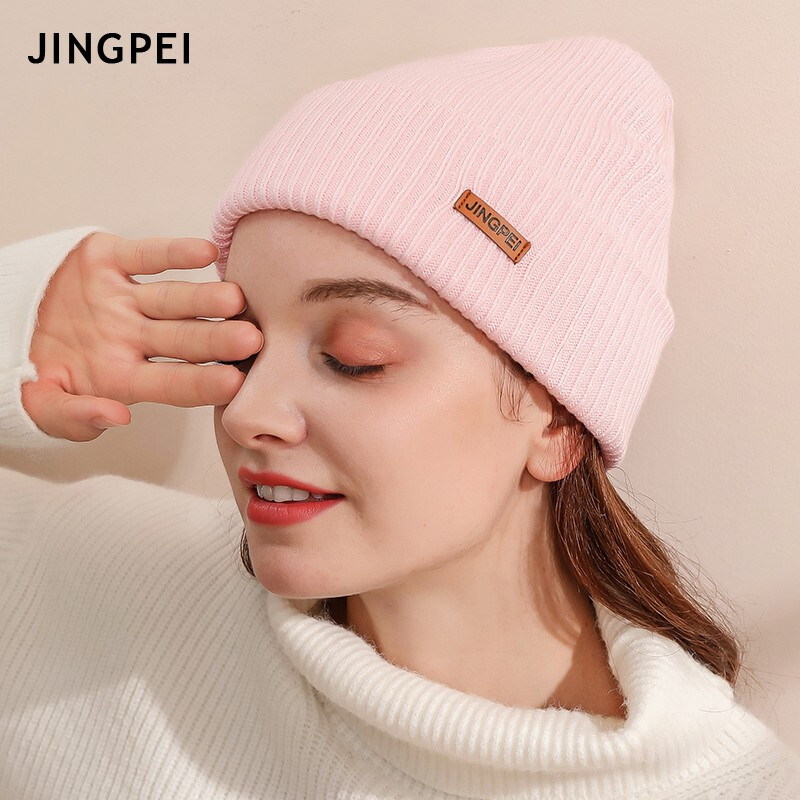 Jingpei wool hat children winter students lovely women cycling thickened windproof, warm and cold proof cotton Lei Feng hat men's knitted Baotou melon skin hat solid color striped single Hat Pink