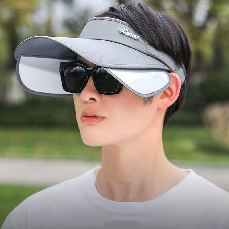 Maxvivi sun visor men and women Korean version men and women empty top hat outdoor travel mountaineering Sun Visor Hat couple large eaves sun visor wmz913157 gray