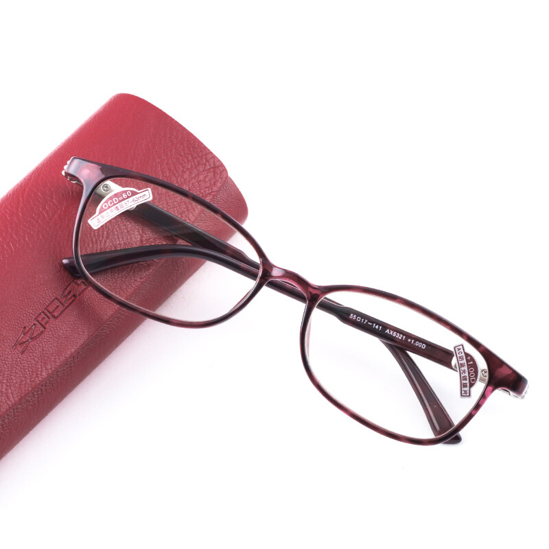 Sunset red anti blue presbyopic glasses women's large frame design elegant intellectual presbyopic glasses young ax5321 250 degrees bright purple