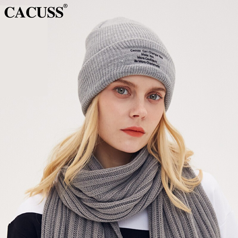 Cacuss z0420 hat men's and women's autumn and winter wool hat Korean fashion knitted hat warm ear protection windproof Baotou hat leisure damp cold Hat Women's gray black word one size fits all