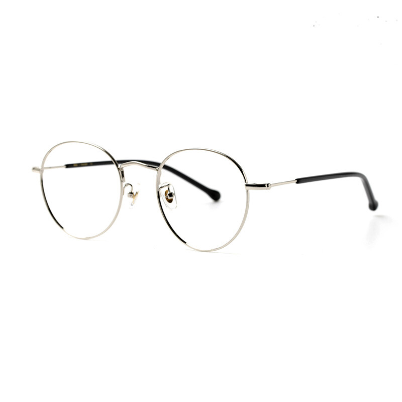 Wood 90 fm1600049c02 men's and women's same silver metal round frame art RETRO eye care frame (including anti blue flat lens) fm1600049c02 51mm
