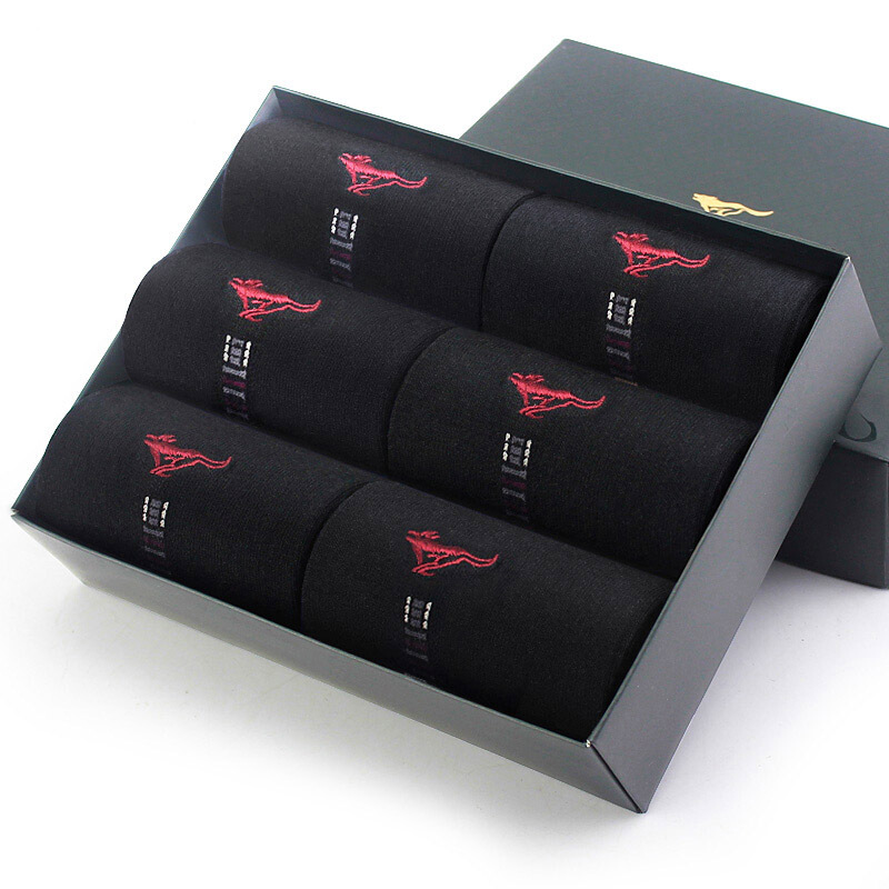 [Jingdong supermarket] seven wolf socks men's spring and summer thin business casual cotton socks all black, average size 6 pairs 90679-6