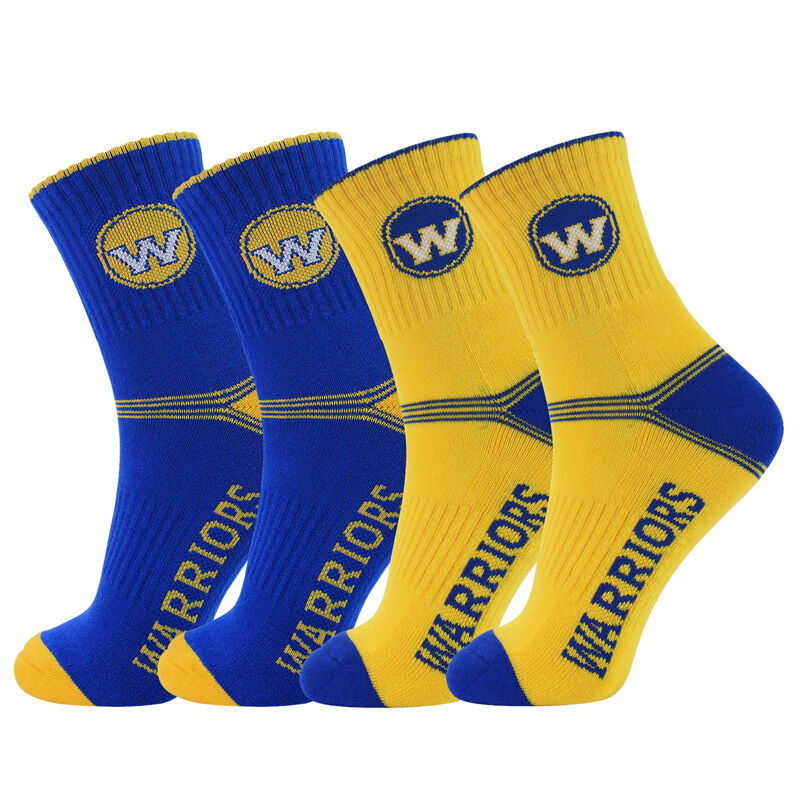 NBA professional basketball socks men's middle tube sports Terry bottom sweat absorbing buffer breathable running Socks 2 pairs of warriors