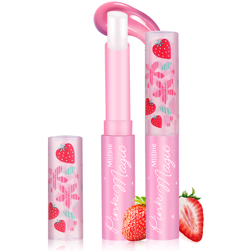 Mistine (Mi Siting) strawberry chameleon Lipstick Lip Balm 1.7g (color lipstick, light pink moisture moisturizing) imported from Thailand