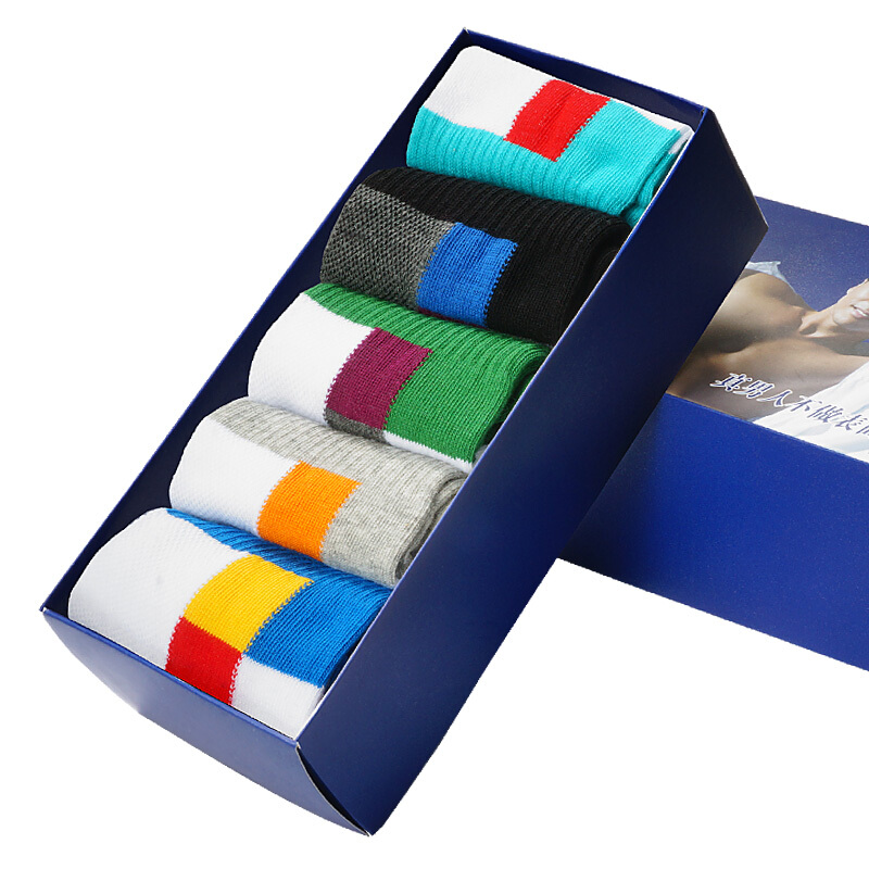 Master men's socks [5 pairs] contrast color block breathable casual men's socks 1j828 mixed color one size fits all