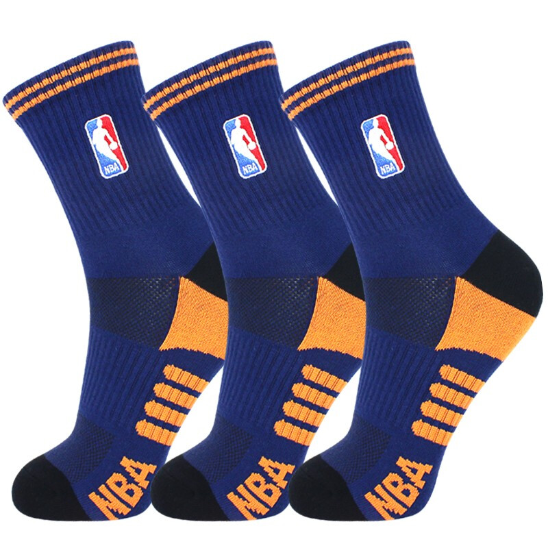 NBA men's Embroidery fashion elite Terry thickened basketball socks combed cotton sports socks 3 pairs