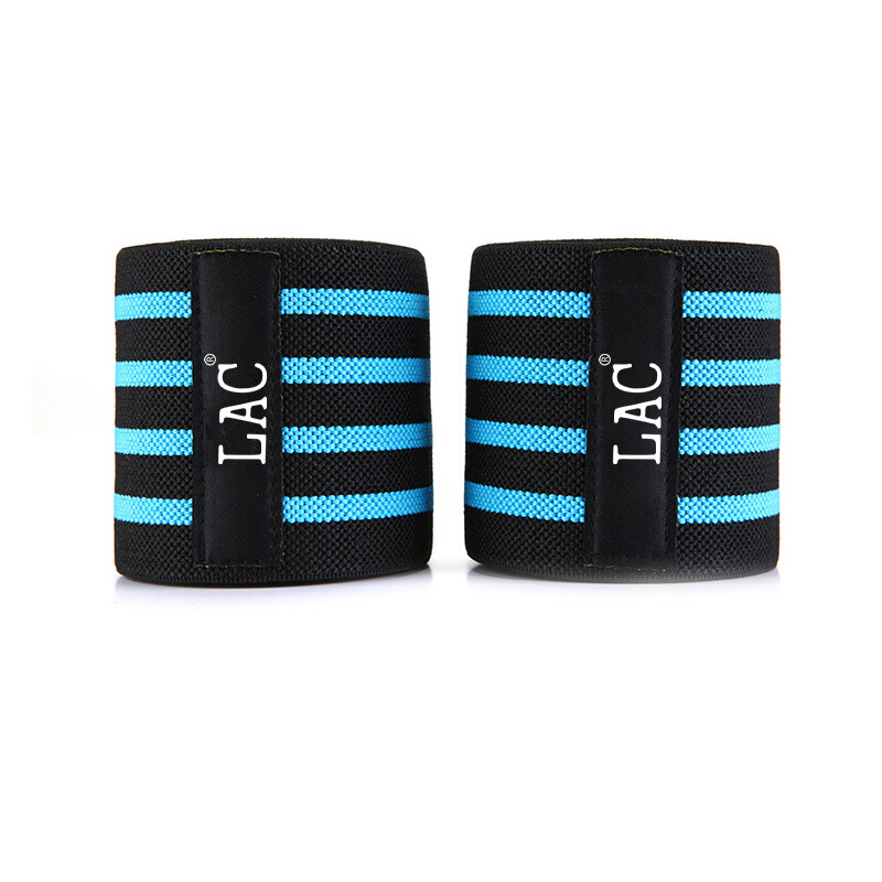 Lac professional weightlifting elastic knee pads strength lifting exercise fitness squat Leggings bandage knee bandage wrist band 1.8m pair blue