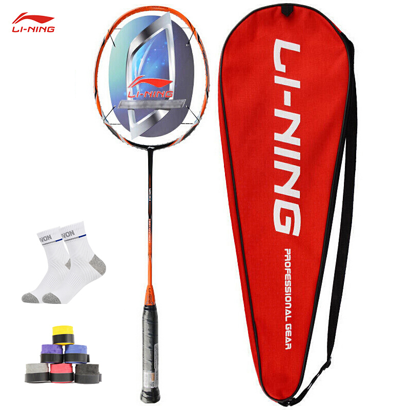 Li Ning Li-Ning all carbon 4U badminton racket with both attack and defense badminton racket single racket hc1200 orange threaded