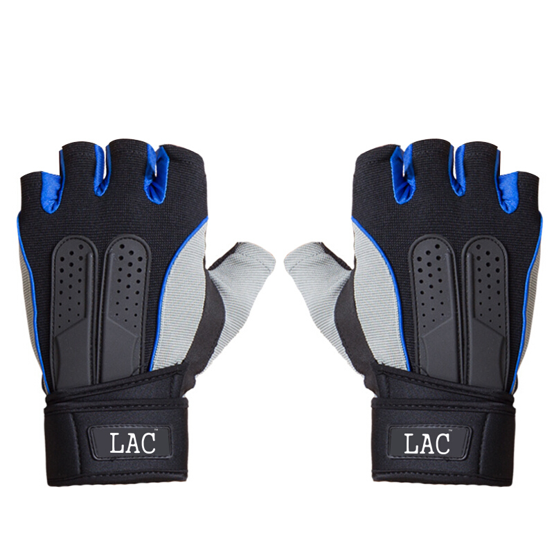 Lac Fitness Gloves men's sports gloves women's Gym dumbbell equipment training Half Finger wrist guard breathable non slip Riding Gloves Blue XL