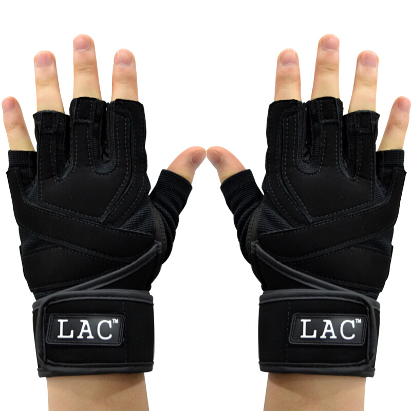 Lac Fitness Gloves men's and women's sports equipment dumbbell exercise Half Finger Gloves Training Gym extended wrist guard anti slip Riding Gloves XL