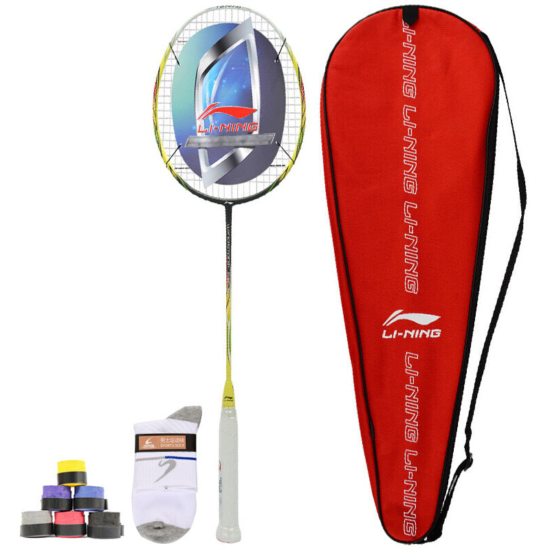Li Ning Li-Ning ultra light 5u full carbon badminton racket attack and defense with badminton racket single racket windstorm 500 black and yellow thread